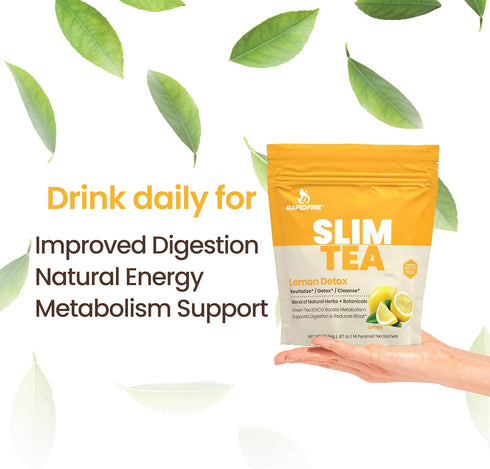 Slim Tea 14 Day Herbal Teatox, Blend of Natural Herbs and Botanicals, Supports Healthy Weight Management, Supports Metabolism, Delicious Lemon Fla...