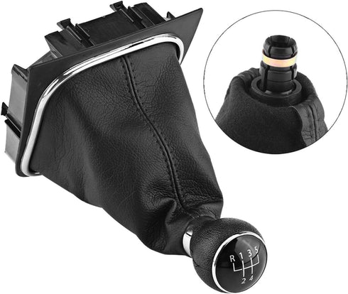 for Jetta 2009 5-Speed Gear Lever knob Gear Shift Knob Kit,5 Speed Gear knob & Gaiter kit, Car Gear Shift Stick Gaiter Boot for 6 MK5 MK6 2005-201...