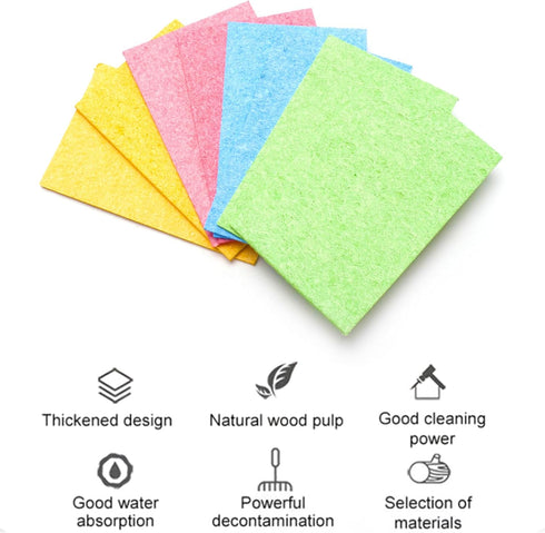 VANANA Biodegradable Kitchen Sponges Washing Up, Natural Compostable Cellulose Cleaning Sponges Colourful Sponge for Home Car Daily Use (12, Multi...