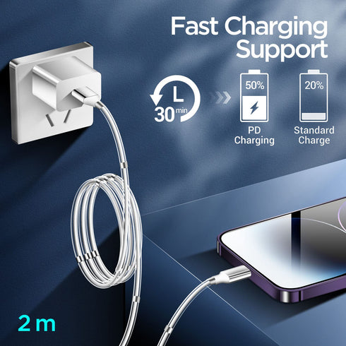 Magnetic Charging Cable,(6FT) Super Organized Charging Magnetic Absorption Nano Data Cable for Phone 14 pro max/13/12/11/XS/XS Max/XR/X/8/8 Plus/7...