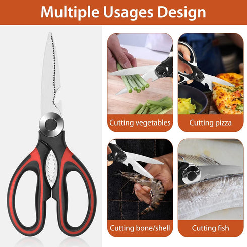 Kitchen Scissors,Heavy duty Food scissors,Multipurpose Stainless Steel Food Scissors for Poultry,Fish, Meat, Vegetables Herbs, Bones, Dishwasher S...