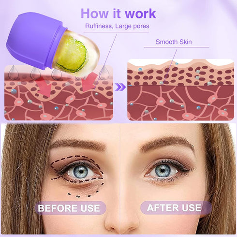 Ice Roller For Face Silicone Ice Face Roller Skin Care Facial Ice Roller Icing Tool Ice Holder For Face Icing Ice Mold For Face Icing Face Ice Pod...