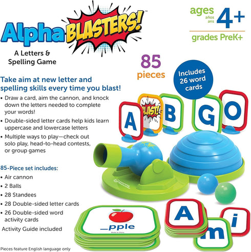 Learning Resources Alphablasters! Letter & Spelling Game - 85 Pieces, Ages 4+ Toddler Preschool Learning, Educational Indoor Games, Preschool Alph...