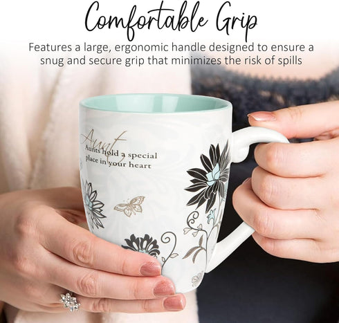 Pavilion Aunt Coffee Mugs - Mark My Words Auntie Mug with "Aunts Hold A Special Place In Your Heart" Text Design - Ceramic Coffee Cup for Aunties,...