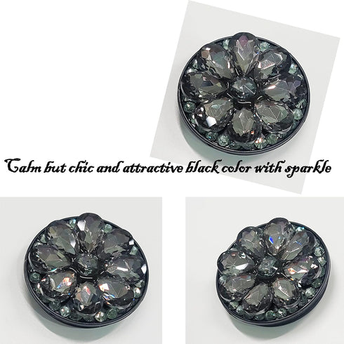 MJ Blooming Bling Bling Cubic Flower Shape Foldable Expandable Multifunctional Cell Phone Grip and Stand Holder(Black)...