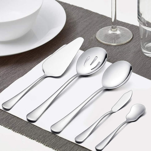 Serving Set, LIANYU 5-Piece Hostess Set, Stainless Steel Flatware Serving Pieces, Mirror Finished, Dishwasher Safe...