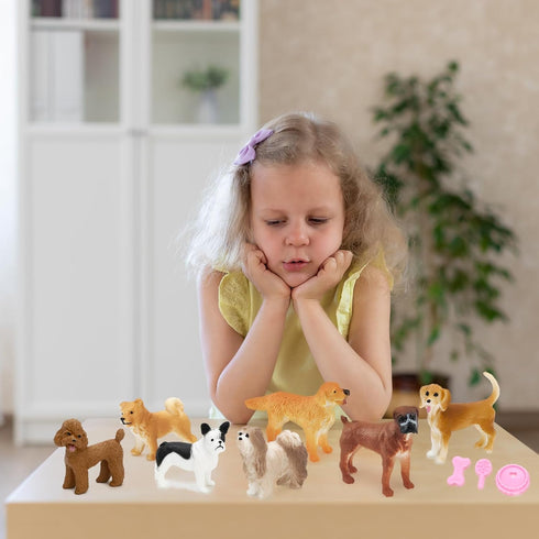 ONEST 13 Pieces Mini Dog Figurines Playset Hand Painted Tiny Dogs Realistic Detailed Plastic Puppy Figures Toys for Kids Adults...