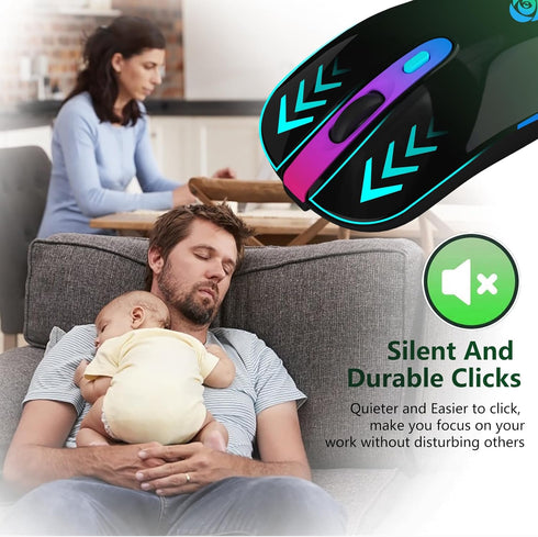 HOTLIFE Wireless Bluetooth Mouse, LED Rechargeable Slient Mouse with Dual Modes (Bluetooth 5.1+USB C/Type-c) 2.4GHz Computer Bluetooth Mouse for L...