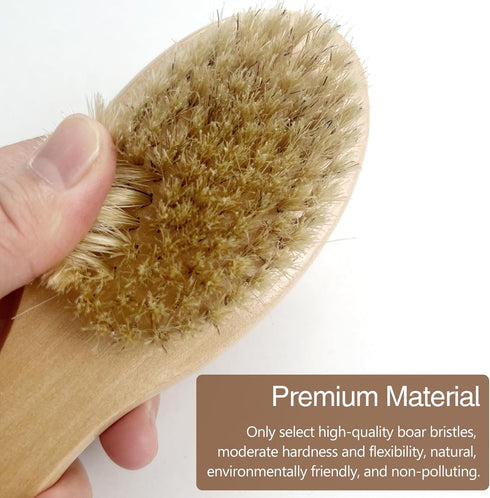 Dry Body Brush for Lymphatic Support + Cellulite Massage - Natural Bristle Skin Exfoliator for Back, Legs, and Feet - Body Scrub for Ingrown Hair ...