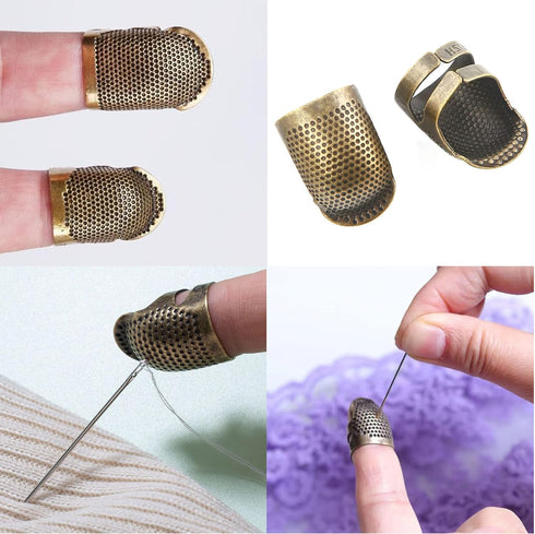 6 Pack Sewing Thimble Finger Protector, Adjustable Finger Metal Shield Protector Pin Needles Sewing Quilting Craft Accessories(2 Sizes)...
