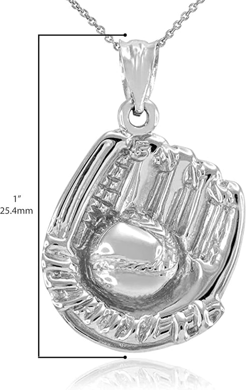 .925 Sterling Silver Baseball or Softball Glove & Ball Charm Pendant...