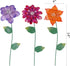 Floral Garden Stake Decor,Glow in Dark Outdoor Plant Pick Water Proof Metal Flower Stick for Lawn Yard Patio,Pathway Ornament,Set of 3...