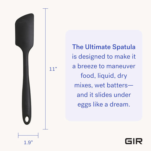 GIR: Get It Right Silicone Cooking Spatula - 11 In Black - Heat Resistant to 425°F - Seamless Nonstick Silicone Cooking Utensils for Kitchen Use &...