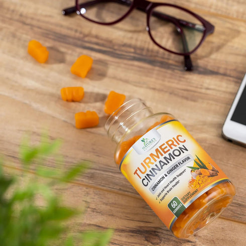 Turmeric Curcumin with Cinnamon & Ginger Gummies 95% Curcuminoids Black Pepper for Max Absorption Joint Support, Nature's Tumeric Herbal Extract S...