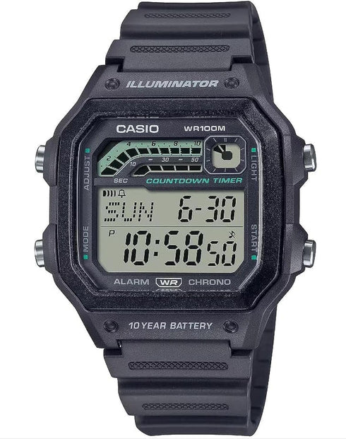 Casio Illuminator 10-Year Battery Countdown Timer Alarm Chronograph Men's Digital Watch WS1600H-8AV...
