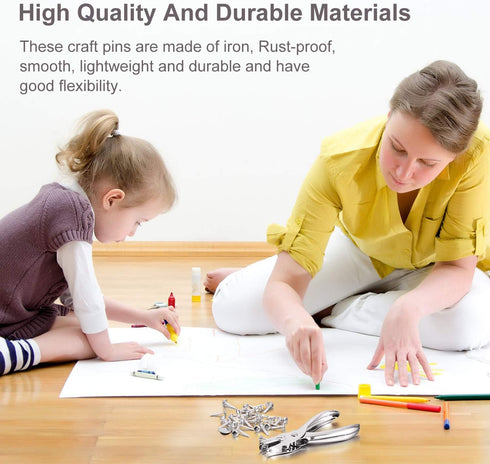 300 Pieces 3/4 Inch Paper Fasteners Small Round Metal Brads with Hole Punch for Scrapbooking Crafts Making DIY (Silver)...