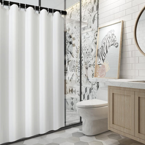 Small Shower Curtain Liner Ipx4 Waterproof, Soft Narrow Stall 47x71 Inch,RV Travel Trailer - Camper Shower Curtain with 8 Hooks and 4 Bottom Magne...