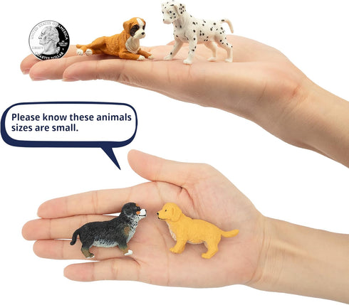 Toymany 12PCS Mini Dog Figurines Playset, Realistic Detailed Plastic Puppy Figures, Hand Painted Emulational Tiny Dogs Animals Toy Set, Cake Toppe...
