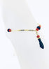 Azabache Ankle Bracelet For women W/Hand Charm 14K Gold Plated, Mariner Link for Protection and Good Luck 10 Inches...