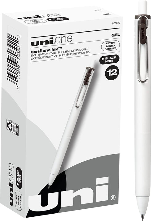 Uniball Gel Pen 12 Pack, 0.38mm Ultra Micro Black Ink, Smooth Writing Office Supplies...