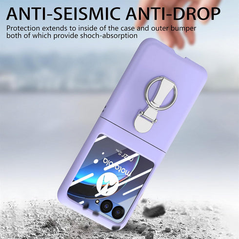 Asuwish Compatible with Motorola Razr Plus 2023 Razr+ Case and Tempered Glass Screen Protector Back Bumper Metal Ring Holder Stand Kickstand Cell ...