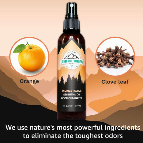 Lumi Outdoors Natural Air Freshener - Orange Clove - Essential Oil Odor Eliminating Room Spray...