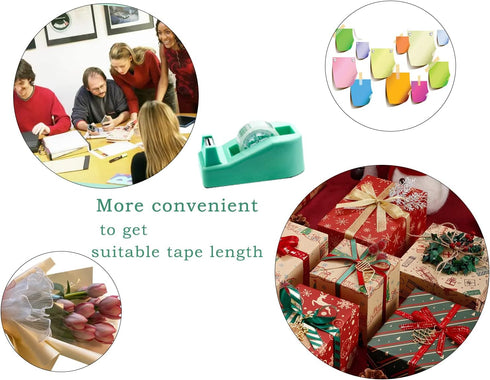 Tape Dispenser Desk with 12 Rolls Transparent Cute Small Tape Dispenser Packing Refills Invisible Tape Desktop Tape Dispenser for Christmas Gift W...