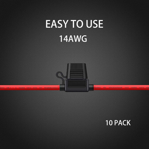 10 Pack 14 AWG Inline Fuse Holder - 12V-DC ATC/ATO 14 Gauge Fuse Holder for 15A Blade Fuse...