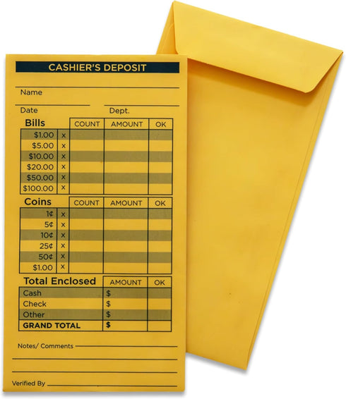 Cashier's Deposit Envelopes | Cash Drop Envelopes (100), Brown...