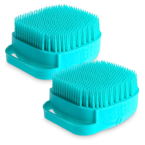 2Pcs Dog Bath Brush Scrubber - Dog Bath Brush With Soap Dispenser Dog Soap Scrubber Pet Bath Brush Pet Shampoo Brush for Dogs Bath - Dog Shampoo B...