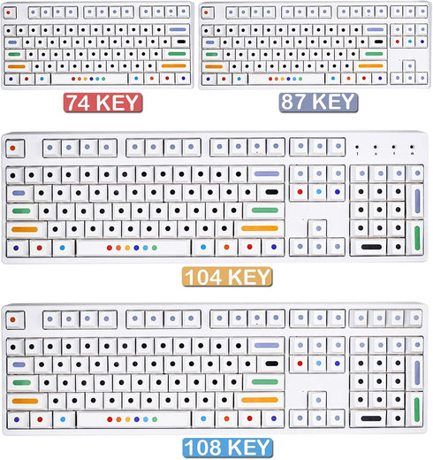 MOLGRIA Keycaps, GMK Dots White 129 Set for 60/65/80/100 percent Keyboard, Custom PBT Cherry Profile KeyCaps for Gateron Kailh Cherry MX 104/87/71...