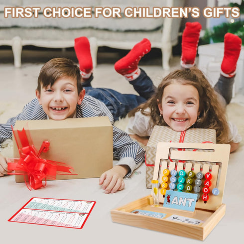 Wooden Montessori Toys for Kids 3 4 5 6 7 8 Years Old, Alphabet Learning Toys with 26 Cards, Brain Teaser Logic Board Games for Preschool Kinderga...