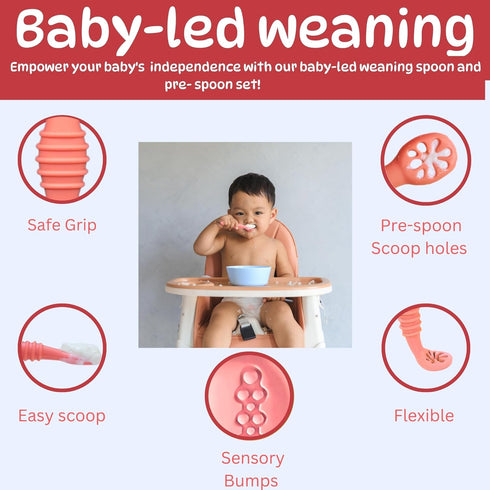 Silicone Baby Spoon Set, Infant Spoon 3-12 Months, Self-feeding Spoon, Dishwasher and Microwave Safe, First Stage Baby Led Weaning Spoon, Set of 2...