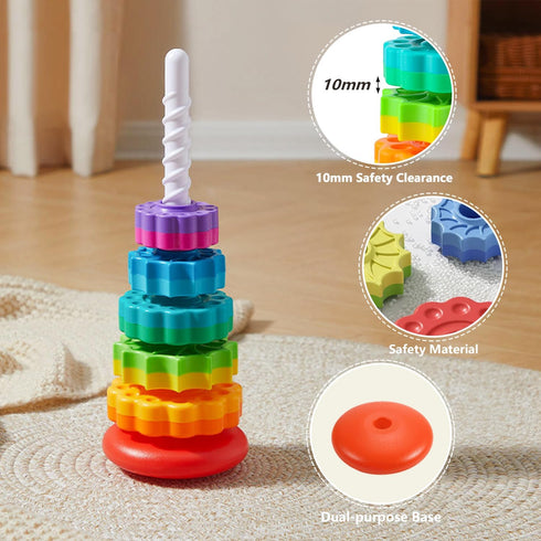Baby Spinning Stacking Toys Sensory Toys for Toddlers 1-3, Rainbow Ring Spin Montessori Toys for Babies 6-12 Months, Autism Learning Toy for 1 2 3...