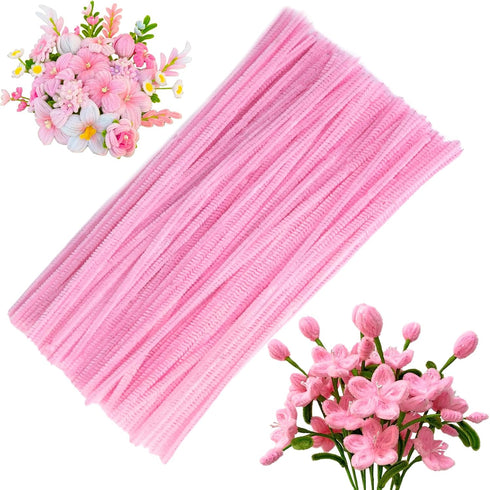 100 Pieces Pipe Cleaners Chenille Stem, Pink Pipe Cleaners Set for Pipe Cleaners Flower Kit DIY Arts Crafts Decorations, Chenille Stems Pipe Clean...