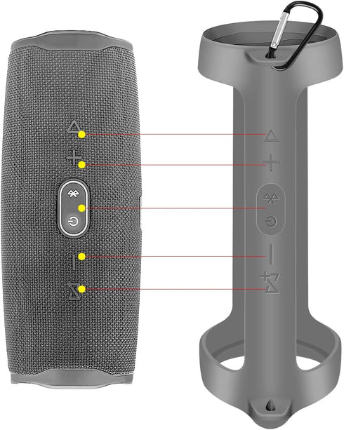 Silicone Case Cover for JBL Charge 4 Portable Waterproof Wireless Bluetooth Speaker, Travel Gel Soft Skin,Waterproof Rubber Carrying Pouch with St...