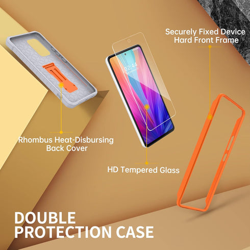 FITO for Samsung Galaxy A53 Case, Dual Layer Shockproof Heavy Duty Case for Samsung A53 5G Phone with Screen Protector, Built-in Kickstand (Orange...