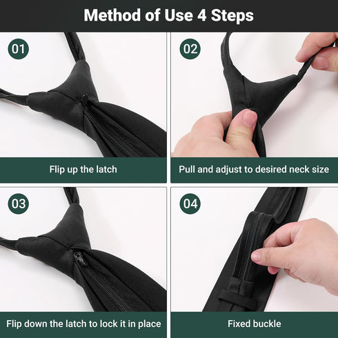 Pre Tied Adjustable Black Zipper Ties for Men 3.15" (8CM) Womens Solid Color Necktie...