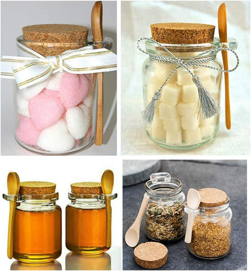 1Pcs 250ml/8.5oz Empty Clear Glass Jam Jar with Cork and Spoon Multipurpose Honey Candy Coffee Bath Salts Storage Canister Can Pot Tin Bottle Cont...