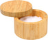 HTB Bamboo Salt Box With Magnetic Swivel Lid, 8.5oz Round Spice Container, Secure Durable Storage & Organization for Seasonings, Herbs...