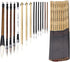 15 Piece Chinese Calligraphy Brush Set with Roll-Up Bamboo Holder, Professional Sumi Brushes Different Sizes Writing Brush for Watercolor Ink Pain...