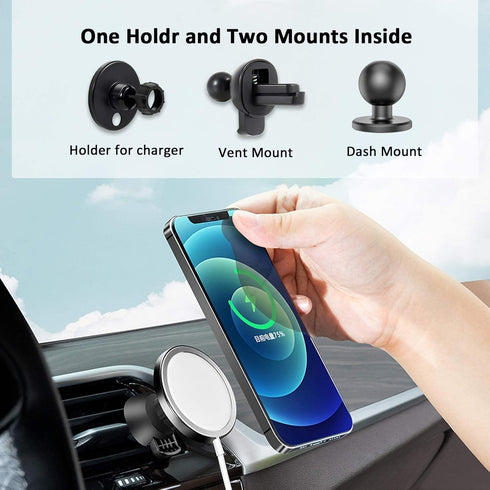 Kuaguozhe Adhesive Car Mount Compatible with Mag Safe Charger - Use Together as Magnetic Phone Car Holder, Car Mount on Vent Dashboard, Compatible...