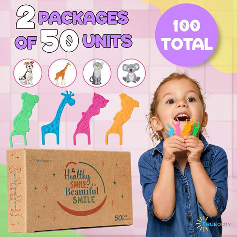 Biodegradable Kids Flossers -100 Pack, Natural Kids Floss Picks, Fluoride Free, Biodegradable Floss Pick, Organic Animal Kids Dental Floss Picks, ...