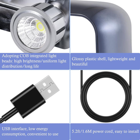 HITOP Small Clip On Aquarium LED Light with Timer- 5.7in Adjustable Three Colors Fish Tank Light, USB 5V Aquarium Lamp for Desktop Tank/Beta Tank/...