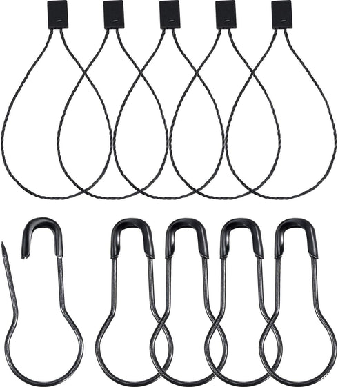 Hestya 500 Pieces Hang Tag String Black 500 Pieces Black Pins 6.6 Inch Nylon String Price Tags Plastic Fastener 0.8 Inch Metal Ground Pins Pear Sh...