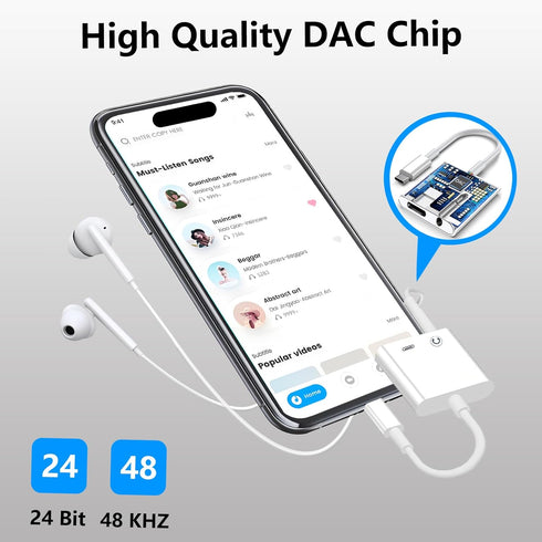 USB C to 3.5mm Headphone and Charger Adapter 2-Pack, 2-in-1 USB C to Aux Jack Dongle Cable Cord with PD Fast Charging for iPhone 15 Pro Max Plus, ...