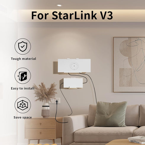 Starlink Gen 3 Mount, Starlink V3 Router Wall Mount with Starlink Power Supply Mounting Kit for Starlink V3 Standard&Gen 3 High Performance Standa...