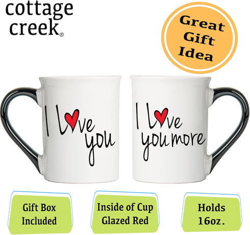 Wedding Gifts for Couples, Coffee Cups, Set of 2 I Love You More Coffee Mugs for Men/Women, Engagement Gift Ideas for Boyfriend, Girlfriend, Brida...