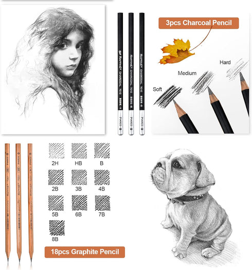 YunQiDeer Drawing Pencils, Art Supplies Sketch Pencils Kit for Kids Adults, Professional Charcoal Sketching Graphite Art Pencils Set...