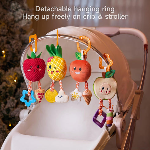 OR OR TU Baby Toys for 3 6 9 12 Months, Hanging Toys Fruit Rattles Infant Newborn Stroller Mobile Toys Car Seat Crib Plush Wind Chime for Boys Gir...